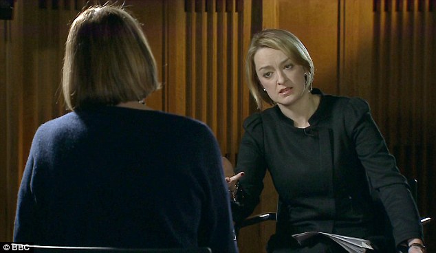 Tough questions: Laura Kuenssberg of the BBC's Newsnight repeatedly pushed Miss Harman on the claims