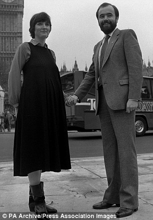 Days gone by: Miss Harman and Mr Dromey stand in London's Parliament Square in November 1982